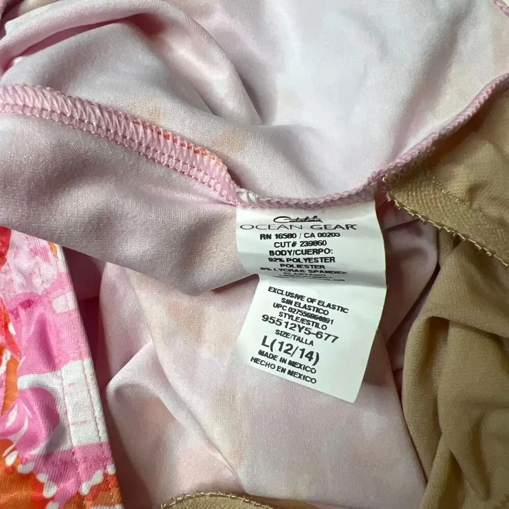 Y2K Catalina Ocean Gear Pink Floral Tankini Swim Top Vintage